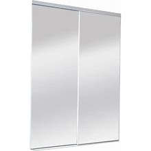 RELIABILT 9100 Bethany 60-In X 80-In White Mirror/Panel Mirrored Glass Prefinished Steel Sliding Door Hardware Included | 42005