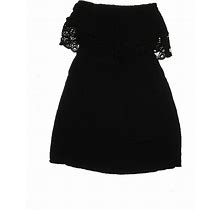 Xhilaration Casual Dress - A-Line Off The Shoulder Short Sleeves: Black Print Dresses - Women's Size Medium