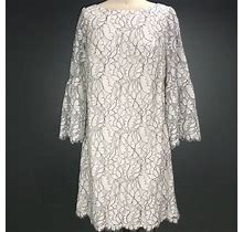 Eliza J Dresses | Eliza J Floral Lace Shift Dress With Bells Sleeves | Color: Black/White | Size: 8