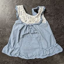 Calvin Klein Dresses | Baby Girl Calvin Klein Denim And Lace Dress | Color: Gray/Blue | Size: 12Mb