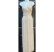 "R & M Richards", Size 12,Quality Lightweight, Shiny Silver Dress +