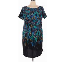 DANILLO Casual Dress - Shift: Black Floral Dresses - Women's Size 1X