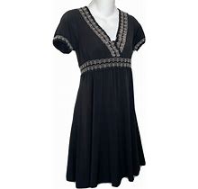 Talbots Dress Petite Size Shapely Black White Stretch Travel Knit Knee Length P