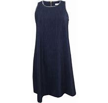 Calvin Klein Dresses | Calvin Klein Women's Denim Embroidered Shift Dress - Blue | Color: Blue | Size: 4