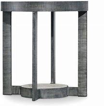 Bowery Hill Transitional Marble / Granite Top Round End Table In Black