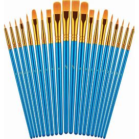 Paint Brushes Set For Acrylic Painting, 20 Pcs Oil Watercolor Acrylic Paint Brush, Artist Paintbrushes For Body Face Rock Canvas, Kids Adult Drawing