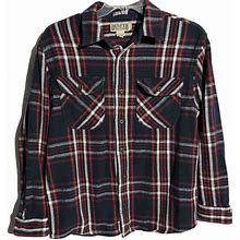 Duluth Trading Sz M Burly Weight Heavy Flannel Mens Red Multicolor Plaid Shirt