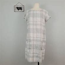 Eileen Fisher Organic Linen Cotton Pliad Shift Dress M Simple