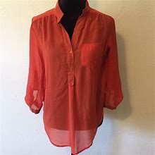 Body Central Tops | Orange Sheer Dress Top | Color: Orange | Size: M