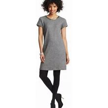 Loft Womens Short Sleeve Gray Knit Dress With Beaded Collar Size Xs