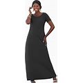 Plus Size Women's Stretch Cotton T-Shirt Maxi Dress By Jessica London In Black (Size 36)
