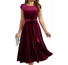 DRESSTELLS Women's Velvet Formal Dress, 2024 Modest Cocktail Party Dresses