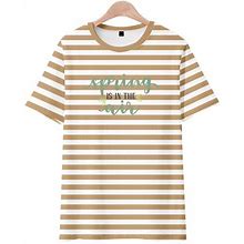 Spring Outing Striped Short Sleeve Cotton Crew Neck Fashion T-Shirt For Parent-Child Comfortable Clothes