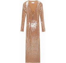 16Arlington - Sequin-Embellished Long-Sleeve Maxi Dress - Women - Nylon/Spandex/Elastane - 12 - Neutrals