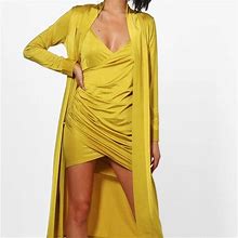 Boohoo Dresses | Drape Dress And Duster/ Two Piece | Color: Green/Yellow | Size: 4