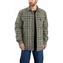Carhartt Mens 105430 Closeout Relaxed Fit Flannel Sherpa-Lined Shirt Jac - Basil 2X-Large Regular