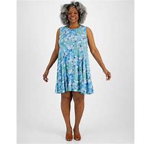 Style & Co Plus Size Printed Flip-Flop Dress, Created For Macy's - Arles Floral Teal - Size 3X