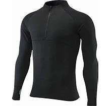1/4 Zip Pullover Shirts For Men Quarter Zipper Long Sleeve Athletic T-Shirt Running Golf Workout Traning Active Top