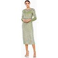 Mac Duggal Floral Beaded Tea-Length Dress In - FINAL SALE Sage, Size 6