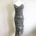 Dress Barn Collection Dresses | Vintage Dress Barn Beaded Silk Asymmetrical Ruffle Dress | Color: Black/White | Size: 8