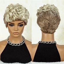Pixie Wig For Black Women Short Curly Wig With Bangs Layered Wig For Women Glueless Synthetic Short Hair Wigs Pixie Cut Wigs Natural Looking