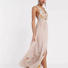 Asos Dresses | Nwt Frock & Frill Jamie Embroidered Button Front Dress | Color: Cream/Pink | Size: 4
