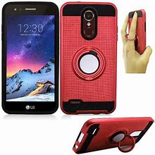 Phone Case For Walmart Family Mobile LG Rebel 4 / Rebel-3 Case / Aristo 3 Case / Tribute Empire Dual-Layered Cover Ring-Stand (Ring-Stand Red-Black TP
