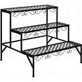 ANGELES HOME Plant Stand 24"X27.5"X24" Black Metal+Ladder-Shaped Design 3-Tiered