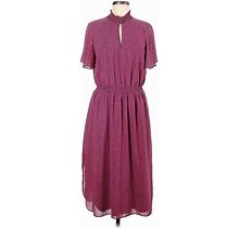 Rachel Roy Casual Dress - Midi Mock Short Sleeves: Burgundy Dresses - Women's Size Medium