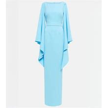 Safiyaa, Boat N Flared Belted Maxi Dress, Women, Blue, US 4, Dresses, Materialmix