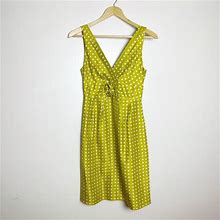 J. Crew Dresses | Sale! Chartreuse J. Crew Polka Dot Rosette Dress Size 2 Euc | Color: Green | Size: 2