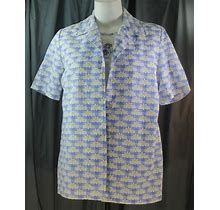 Blair, Large, Periwinkle Check Floral Button Front Top/Tank
