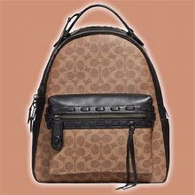 Coach Bags | Coach Backpack In Signature Canvas W/ Whipstitch | Color: Black/Brown | Size: Os