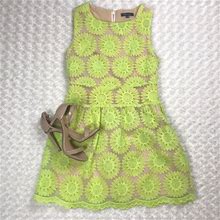 Gracia Dresses | Gracia Neon Green Daisy Embroidered Dress | Color: Green | Size: M