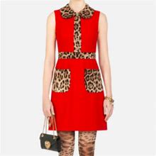 Dolce & Gabbana Dresses | D&G- Dolce & Gabbana Red Leopard Print Mini Dress It Size 36 | Color: Red/Tan | Size: 0
