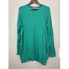 Woman Within Green Knit Pull Over Sweater Size Large