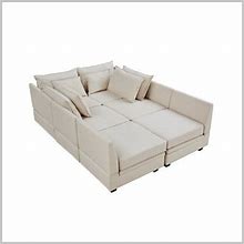 Brown Sectional - Latitude Run® Modern Large U-Shape Modular Sectional Sofa W/ Reversible Chaise Linen/Upholstery In Brown | Wayfair | W110041239