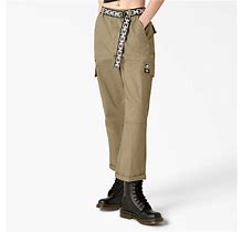 Dickies Women's X Lurking Class Relaxed Fit Cropped Cargo Pants - Khaki Size 27 (FPR65)