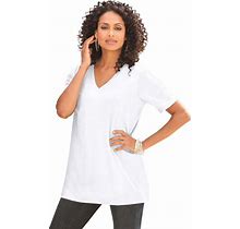 Roaman's Women's Plus Size V-Neck Ultimate Tee 100% Cotton T-Shirt