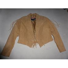 Vintage Cripple Creek Leather Tan Fringe Jacket Size Xl Western Suede