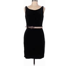 Alfred Angelo Cocktail Dress - Sheath Boatneck Sleeveless: Black Print Dresses - Women's Size 8