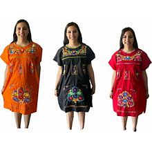 10 Piece Mexican Tunic Dress , Size Medium , Embroidered , Mexico ,