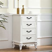 Solid Wood Traditional Style Storage Chest Vertical For Living Room - White 21"L X 15"W X 33"H