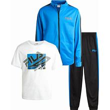 Fila Boys Active Tracksuit Set - 3 Piece Performance Tricot Sweatshirt, Jogger Sweatpants, Shirt - Activewear For Boys (8-12)