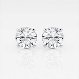 4 Ctw Near-Colorless Lab Grown Diamond Round Certified Stud Earrings 14K White Gold FG, VS2+