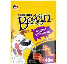 Purina Beggin' Strips Real Meat Adult Dog Treats Original Bacon 48 Oz Pouch Soft