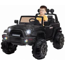 Kulamoon Ride On Truck, 12V Battery Powered Electric Ride On Car W/ Remote Control, Led Lights, Mp3 Player, Red In Black | Wayfair