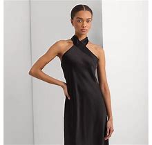 Ralph Lauren Satin Charmeuse Halter Cocktail Dress - Size 00 in Black