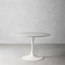 Tulip Pedestal Dining Table, 42 Round, White Base, Carrara Marble Top | Williams Sonoma