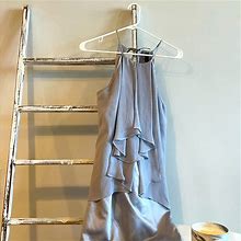 Vero Moda Dresses | Silver Gray Satin Ruffled Halter Mini Party Dress For Women | Color: Gray/Silver | Size: S